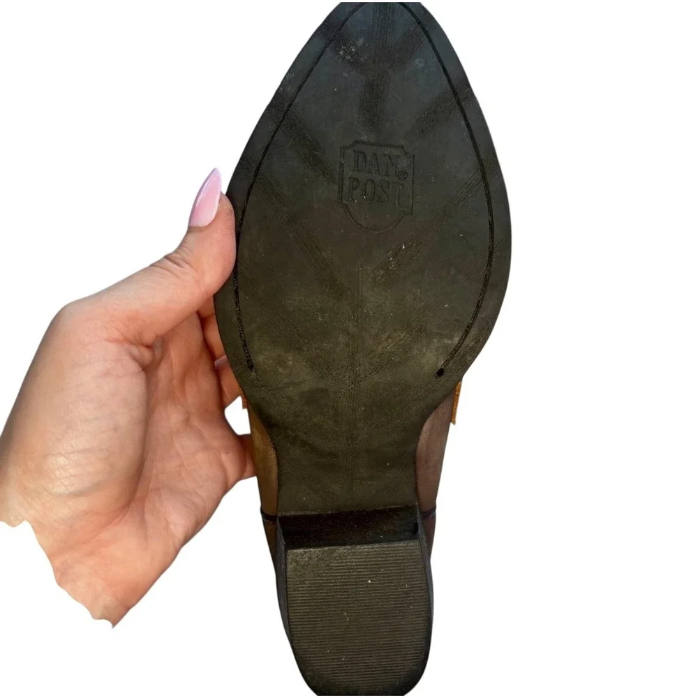 Dan Post Youth 3.5 M Cowboy Boots DPC-3151 Embroidered‎ Leather Teal Brown